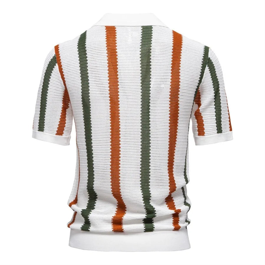 RibbedLine breathable knit polo detail