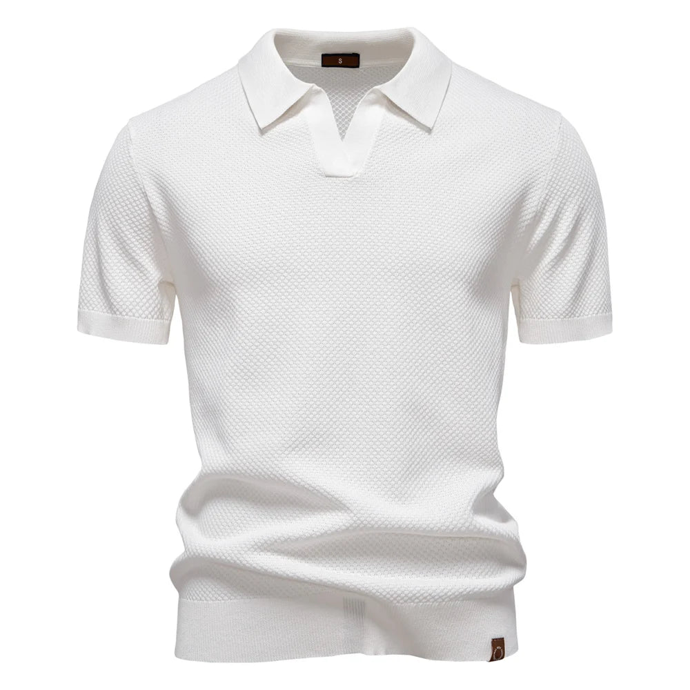 AirKnit polyester-viscose polo detail