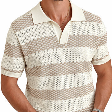 LineCraft men's contrast knit polo shirt