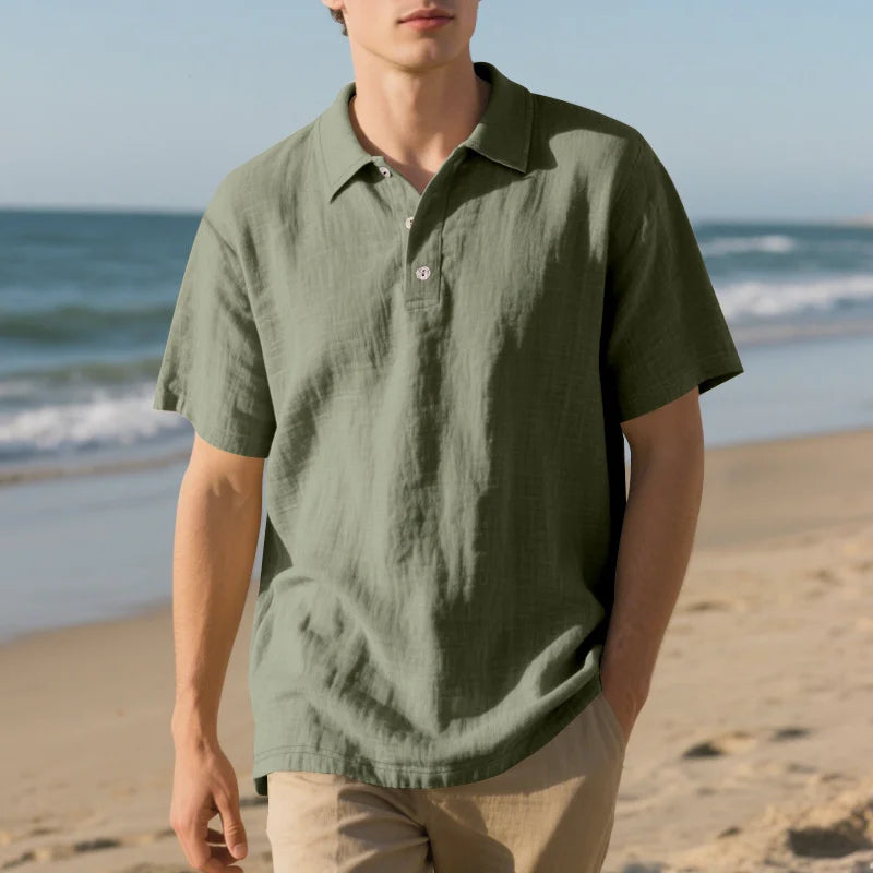 LinenBreeze men's summer casual polo shirt