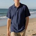 LinenBreeze men's solid-color polo shirt