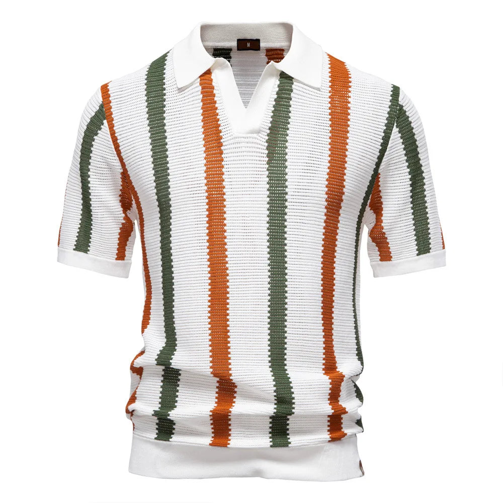 RibbedLine polyester knit polo detail